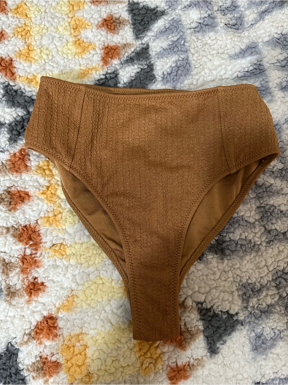 Triangl Brown High Waisted Bikini Bottoms Size Medium NWT Textured